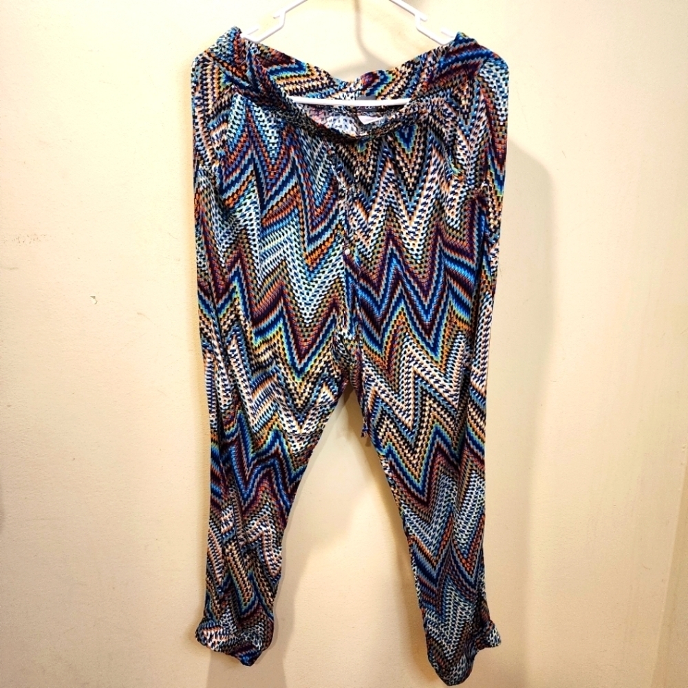 Dots Multicolor Zigzag Print Yogers Pants Size L